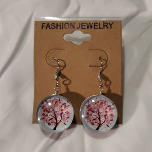 NEW Tree of Life Glass Dome Earrings